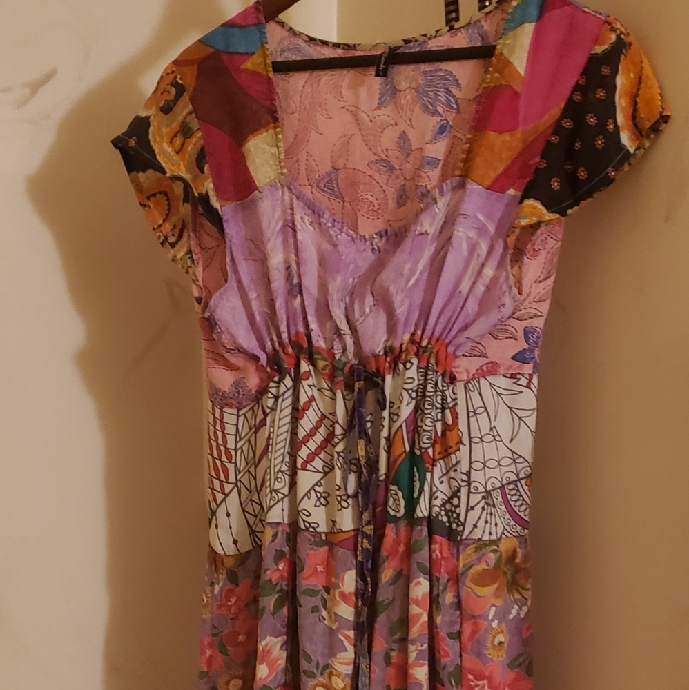 Sacred Threads Floral Patch 100% Rayon Midi Empir… - image 2